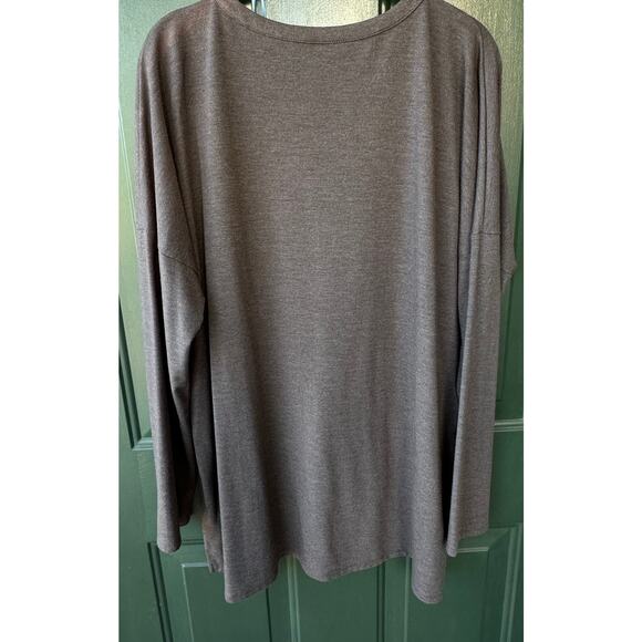 J. Jill Soft Knit Tunic Top L w/ Silver Metallic Accent Tencel Soft Cozy Fall - Picture 4 of 7